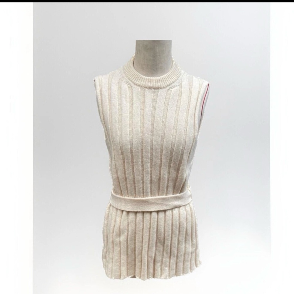 MAISON MARGIELA S29TH0070 Wool Yellow Knit Vest Sweater Dress‎  Beige Size L NWT